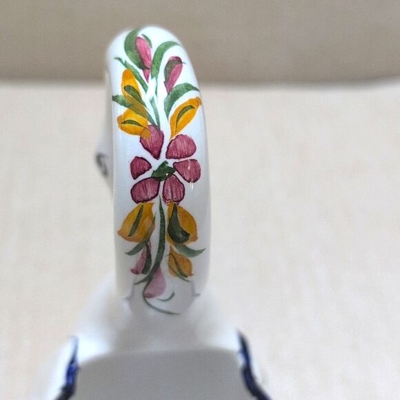 Elegant Hand Painted White Swan Ceramic Art Piece Floral Swan Planter Bowl - Picture 10 of 11